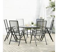 Garden chair set Anthracite powder-coated steel 7pc 110x72.5cm foldable mesh top
