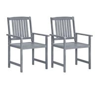 Garden Chair Set Grey Rustic Eco Solid Acacia Wood 57x61x92cm Outdoor Patio 2pcs
