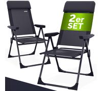 Garden Chair Set of 2 Anthracite Aluminium Foldable