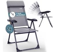 Garden Chair Set of 2 Grey Aluminium Foldable
