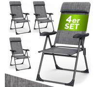 Garden Chair Set of 4 Grey Mottled Aluminium Foldable