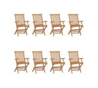 Garden Chair Set of 8 Natural Teak Folding Outdoor Chairs 56x62x90cm Solid Wood
