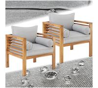 Garden Chair Set Outdoor Patio Seating Thick Cushions Wooden Weather Resistant