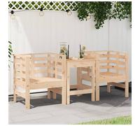 Garden chair set Solid pine 61.5x53x71 cm Natural slatted armchair 2pcs setof2.