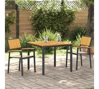 Garden Chair Solid Acacia Wood Black 56x57x87 cm Outdoor Dining Seat Set of 2pcs