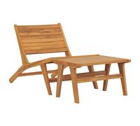 vidaXL Garden Chair with Footrest Solid Teak Wood, Brown