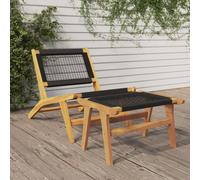 Garden Chair Solid Teak Wood Black 60x90x65 cm Folding Outdoor Patio Relax