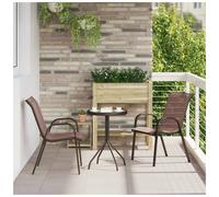 Garden Chair Stackable Brown Textilene Fabric Powder-Coated Steel 55x65x89cm 2pc