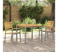 Garden Chair Stackable Grey Solid Acacia Wood 56x57x87 cm 2pc Outdoor Patio Set