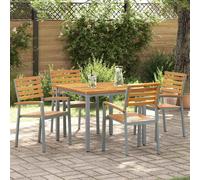 Garden Chair Stackable Solid Acacia Wood Grey 56x57x87cm Outdoor Pair for Patio