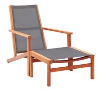 Garden Chair with Footrest Grey Solid Eucalyptus Wood and Textilene UK HOT