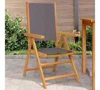 Garden Chairs 2 pcs Anthracite Solid Acacia Wood Foldable Reclining 57x70x109cm