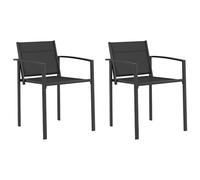 Garden Chair Set 2pc Black Anthracite Textilene Fabric 53.5x59x77cm Outdoor Pair