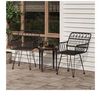 Garden Chairs 2 pcs Black PE Rattan Steel Frame 56x64x80 cm Outdoor Armrest Set