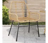 (brown) vidaXL Garden Chairs Outdoor Chair Patio Dining Chair Seat 2 pcs Poly Rattan