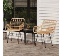 Garden Chairs 2 pcs with Armrest 56x64x80 cm PE Rattan Berkfield Home Brown One Size