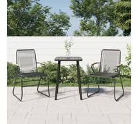 Garden chairs 2pc Black PVC Rattan Steel Frame Teak Accents 58x59x85.5cm Comfort