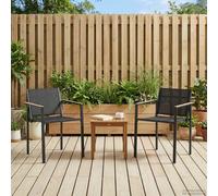 Garden Chairs 2pc Black Textilene Fabric Anthracite Frame 53.5x59x77cm Patio Set