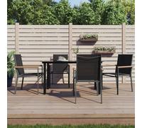 Garden Chairs 2pc Black Textilene & Powder-Coated Steel WPC 55x61.5x90 cm Dining