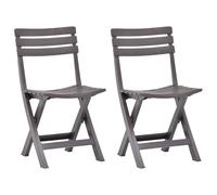Garden Chairs 2pc Plastic Mocha Foldable 44x41x78cm Weatherproof Bistro Compact