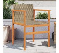 Garden chairs 2pc set Beige PE rattan acacia wood frame 55x55x78 cm UV-resistant