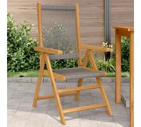 Garden chairs 2pc Set Grey Acacia Wood Foldable Reclining Patio 57x70x109cm