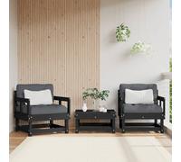 Garden Chairs 2pcs Black Solid Pinewood Slatted Outdoor 64x61x62cm Sturdy SetUp