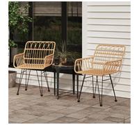 Garden Chairs 2pcs Brown PE Rattan Steel Frame 56x64x80 cm Comfortable Armrest