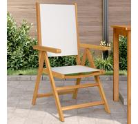 Garden Chairs 2pcs Cream Acacia Wood & Polyester Fabric Foldable x2 57x70x109 cm