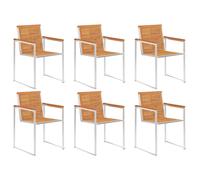 Garden Chairs 2pcs Teak Look Acacia & Stainless Steel 60x56x85cm Stackable Set2
