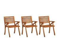 vidaXL 3x Solid Acacia Wood Garden Chairs Dining Garden Armchairs Outdoor