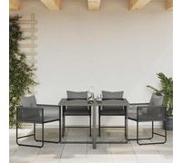 Garden chairs 4pc black anthracite poly rattan 50.5x53.5x63.5 cm set x4 cushions
