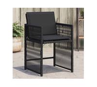 Garden Chairs 4pc Black PE Rattan Powder-Coated Steel Foldable High Back H:79cm