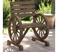 Garden chairs 4pc Solid Fir Wood Dark Brown 58x58x78.5cm Wagon Wheel Arms Patio