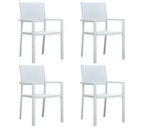 Garden Chairs 4pc White Plastic Rattan Look 58.5x53.5x88.5cm Steel Stackable Set