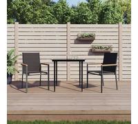 vidaXL Garden Chairs 2 pcs Black 55x61.5x90 cm Textilene and Steel