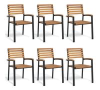 Garden chairs 6pcs Solid acacia wood & metal 56x54.5x87cm Natural Stackable Set