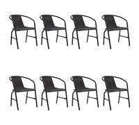 8x Garden Chairs Plastic Rattan and Steel 110 kg Outdoor Patio Armchair vidaXL