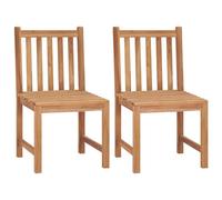 vidaXL 2x Solid Teak Wood Garden Chairs Outdoor Dining Seating Wooden Seat