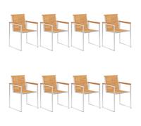 2/4/6/8x Garden Chairs Patio Solid Acacia/Teak Wood and Stainless Steel vidaXL