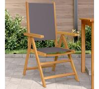 Garden Chairs Anthracite Solid Acacia Wood & Fabric 57x70x109 cm Foldable Pair.