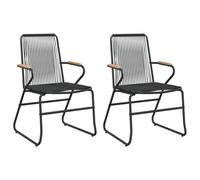 Garden Chairs Balcony Lounger 2 pcs Black PVC Rattan vidaXL