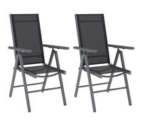 Garden Chairs Folding Set 2 Aluminium Outdoor Patio Camping Seats Grey