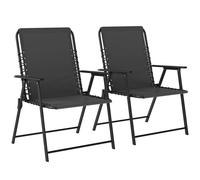 Garden Chairs Folding Texteline 66 x 60 x 89 cm Black Metal/Polyester Set of 2