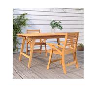 Garden chairs Natural acacia wood 58x58x87cm 2pc Curved back armrests slatted XL