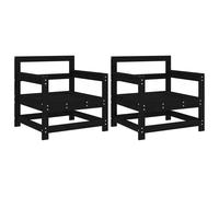 Garden Chairs Outdoor Chair Seat Armchair 2 pcs Black Solid Wood Pine vidaXL