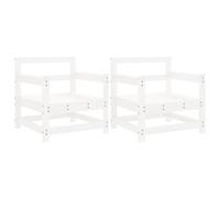 Garden Armchair Solid Pinewood White Pine 62x66x70.5cm Outdoor Seat Pair Slatted