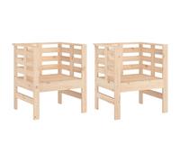 (natural pine) vidaXL Garden Chairs Outdoor Chair Seat Patio Armchair 2 pcs Solid Wood Pine