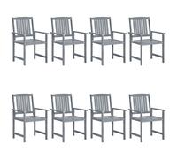 vidaXL 8x Solid Acacia Wood Garden Chairs Grey Outdoor Seating Backyard Patio