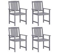 vidaXL 6x Solid Acacia Wood Garden Chairs Grey Outdoor Seating Backyard Patio